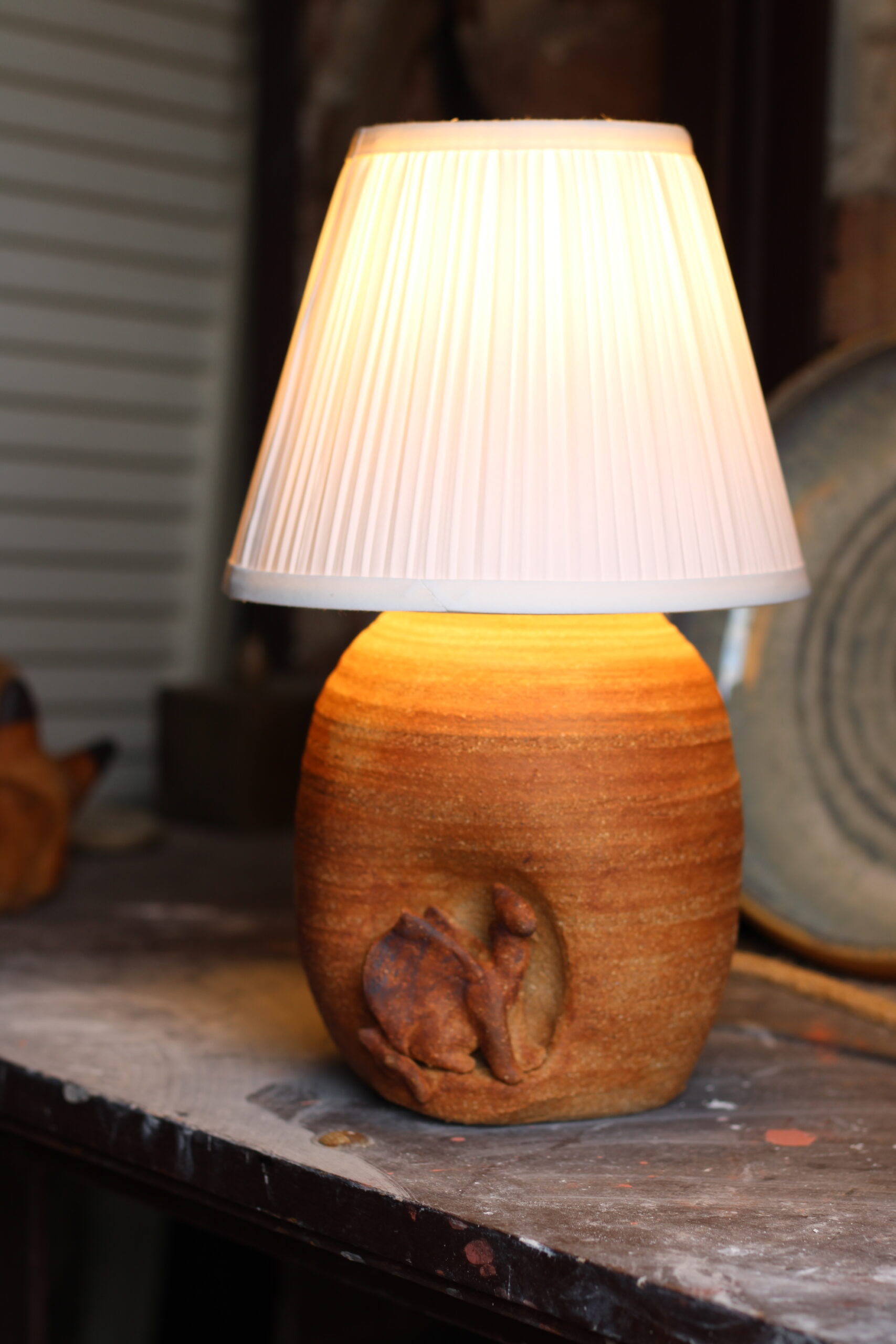 Lampa s drakem režný šamot